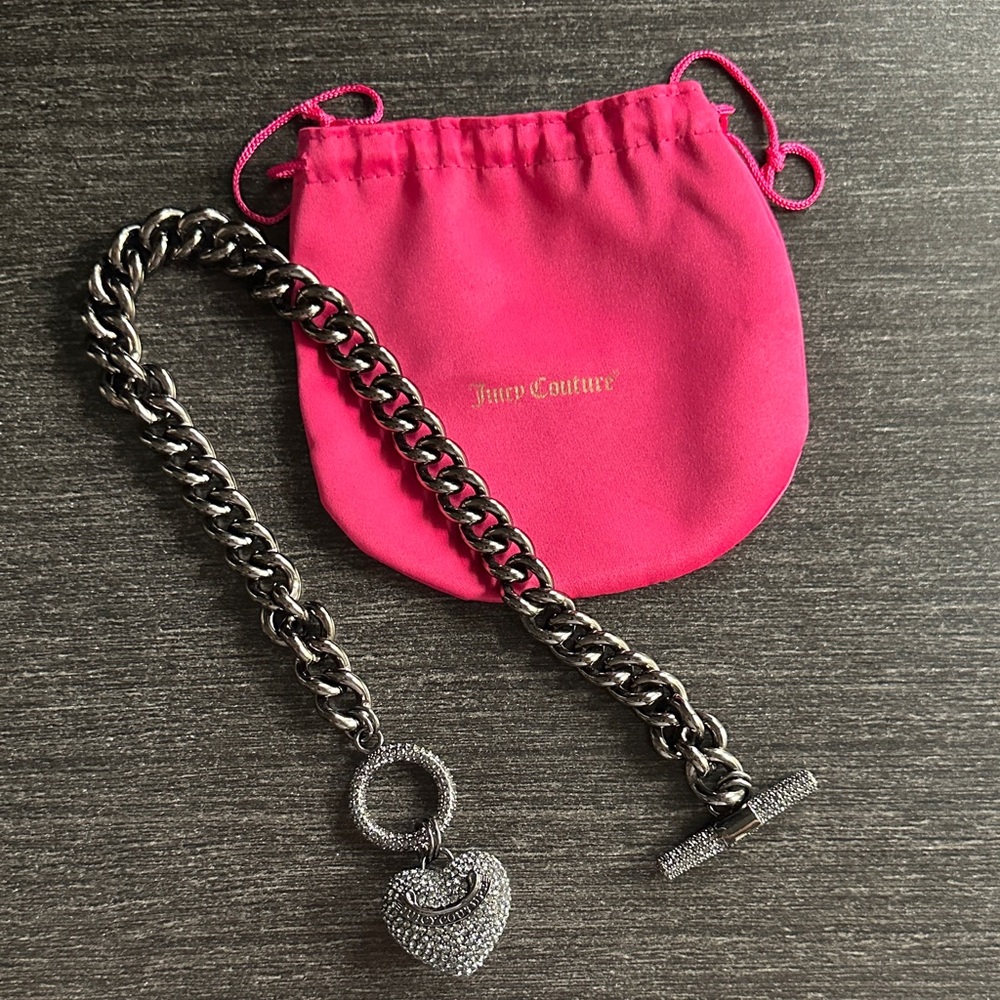 Juicy Couture Silver Necklace with Heart Charm